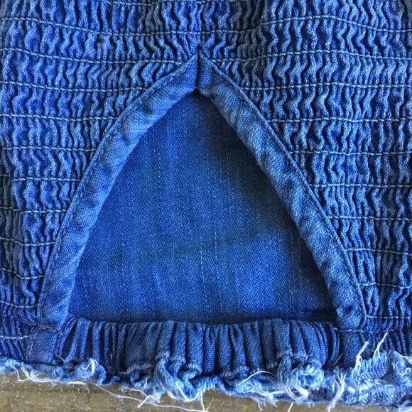 So denim top spaghetti straps cut out in back stretchy raunched elastic western - Picture 7 of 7